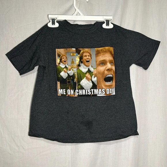 kids dark grey ELF me on Christmas Day graphic tshirt size medium - Picture 1 of 3